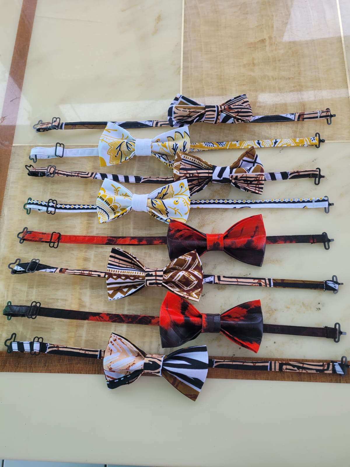 Collection of handmade African print bow ties